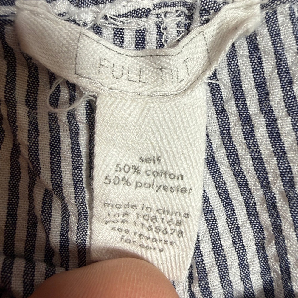 Full Tilt Blue White Striped Ruffle Pajama Shorts Lace Trim Bow Size L - Picture 3 of 7